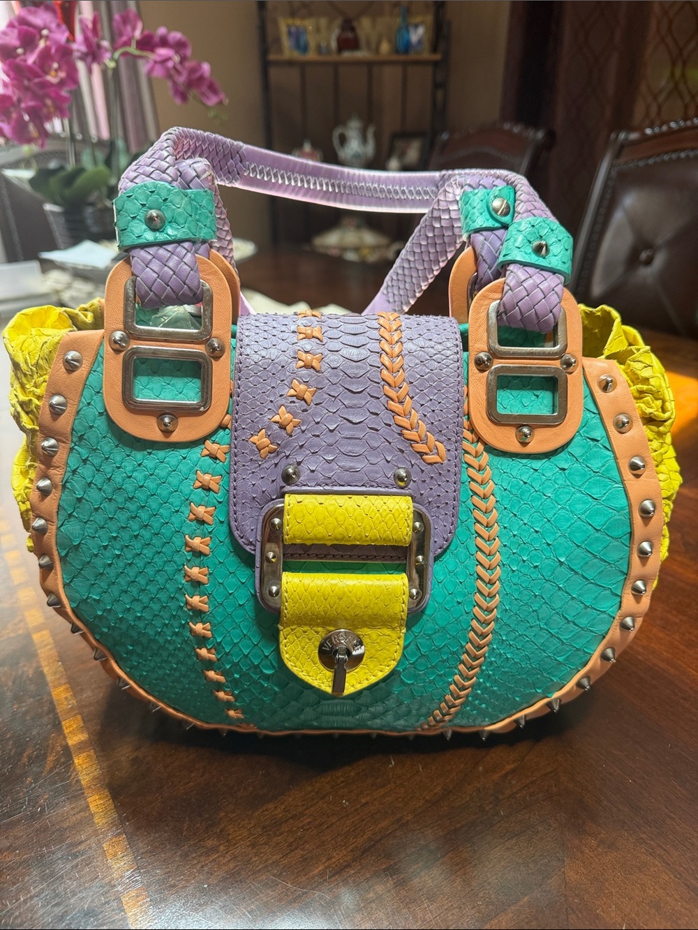 Versace 2010 Alice in Wonderland Python Bag
